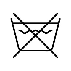 Do not wash icon in black outline. Clothing care, laundry symbol, wash restriction