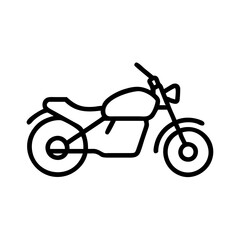 Fototapeta premium Motorcycle icon in black outline. Transportation, travel, freedom, speed
