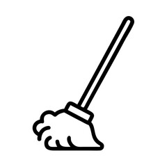 Mop icon in black outline. Wet floor cleaning, hygiene, household chores