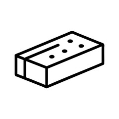 Concrete block icon in black outline. Construction material, heavy industry