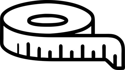 Measuring tape icon in black outline. Measurement, DIY, construction tool