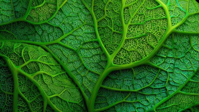 Intricate Green Leaf Veins Detailed Macro  Nature Texture Background