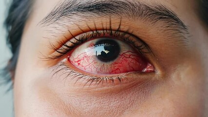Close-up of red eye, human eye, health problem, medical condition, possible use Stock photo for eye health
