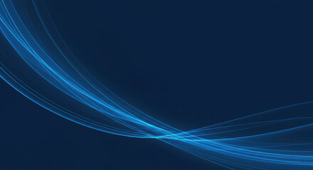 Fototapeta premium Navy abstract background with smooth glowing blue wavelike lines