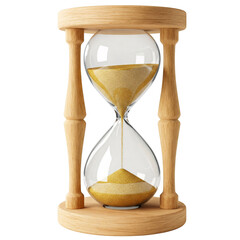 Classic Hourglass Timer with Golden Sand – PNG Image on Transparent Background