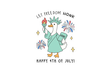 Let Freedom Honk - Retro 4th Of July Goose Sublimation T Shirt Design