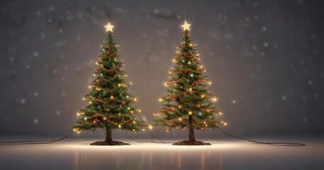 Fototapeta premium Electric cable Christmas tree, vibrant lights glow , lights, wires