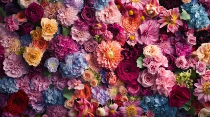 Colorful floral background with various flowers.