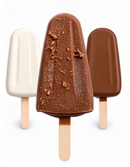 Obraz premium Glace bâtonnets de différents parfums, isolées sur fond blanc. Custom AI Model