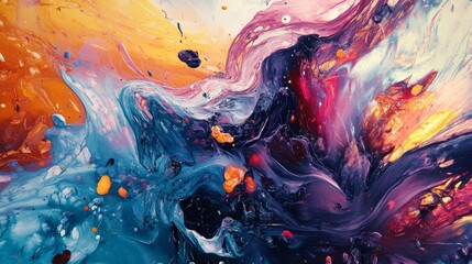 Colorful abstract painting in vibrant motion.