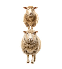 Fototapeta premium cute sheep standing on top of each other on transparent background