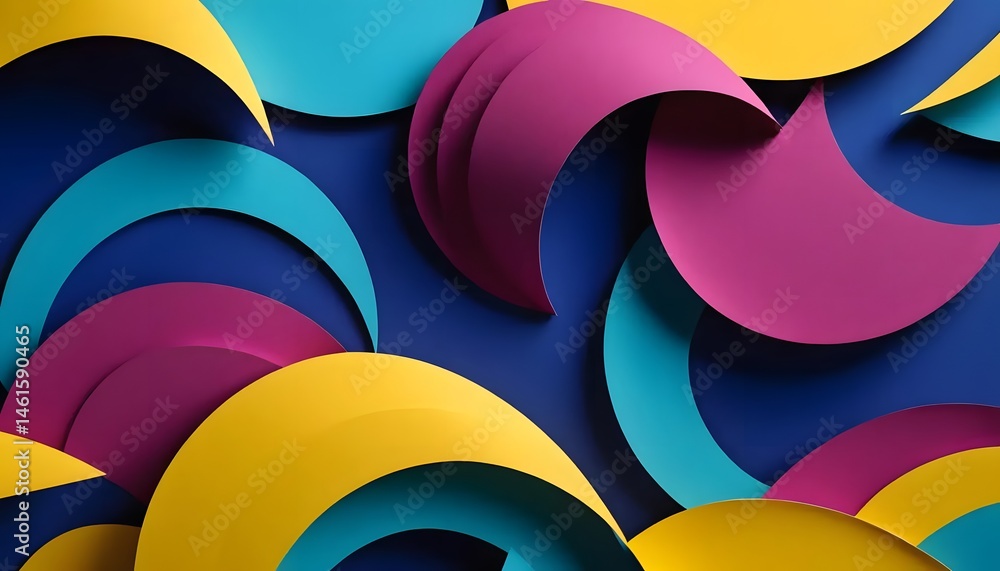 Aufkleber A vibrant array of colorful paper circles overlapping on a deep blue background creating depth and texture