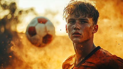 Intense moment of a soccer player engaging in a competitive 1v1 match with cinematic action feel