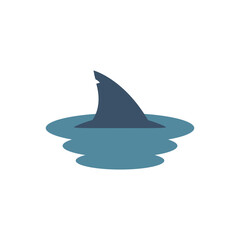 Fototapeta premium Shark fin in water. Vector Illustration on white background.