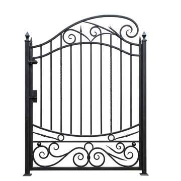 Elegant Black Wrought Iron Gate HighResolution Image isolated on Transparent Background