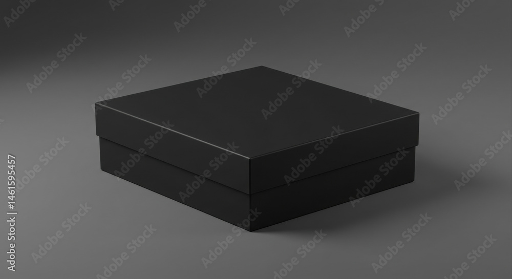 Aufkleber black square box mockup on gray background. empty box for product presentation with neutral studio b