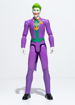 Kent, uk 01.01.2025 Marvel 2019 Batman The Joker Action Figure Kids Toy 12 Inches DC Comics. Evil super hero figures from the movie franchise. Action toys. Large action figure.