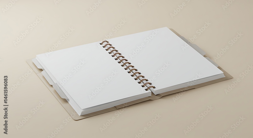 Poster spiral bound notebook with blank pages inviting creativity and productivity
