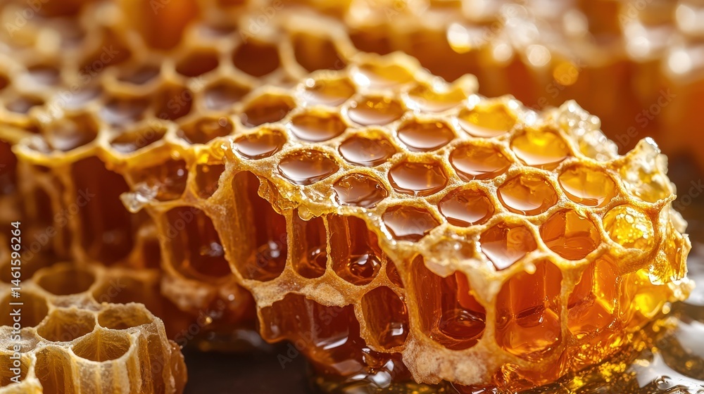 Poster close-up view of a honeycombs cluster.