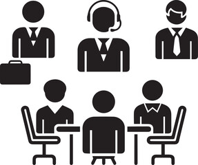 Business Meeting and Office Staff Icon Set