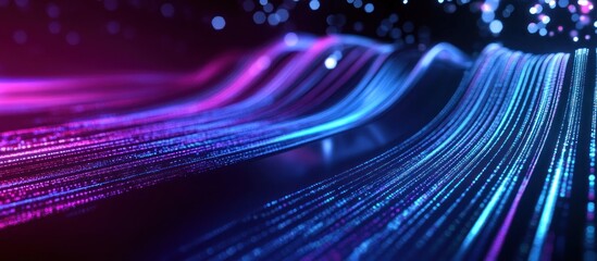 Abstract glowing blue and pink digital wave flow.