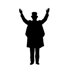 Illusionist silhouette, magician - vector illustration