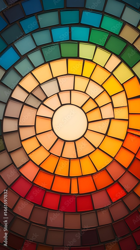 Poster circular color spectrum mosaic pattern