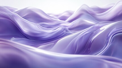 Fototapeta premium Flowing, liquid, purple abstract waves. A smooth, elegant, 3D render of liquid purple, like silk or plastic, flowing in undulating waves