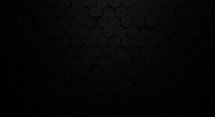 Moody dark black textured abstract pattern of raised hexagons