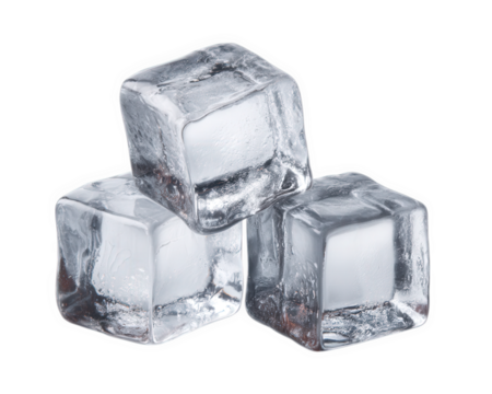 Clear ice cubes stacked together, showcasing their smooth surfaces and transparency. Perfect for cooling beverages or adding refreshing touch to drinks