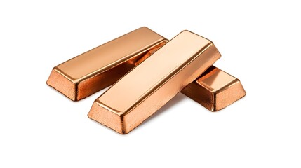 bronze copper bars isolated on white background