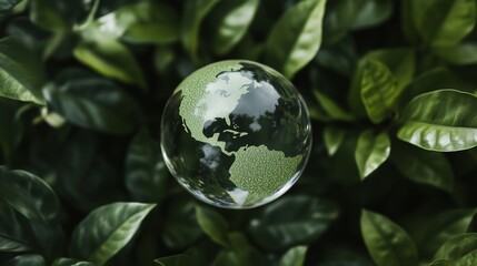 Green globe surrounded by leaves