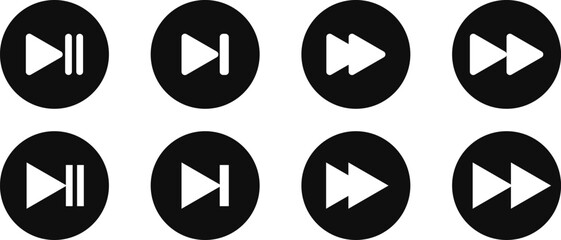 Forward icon. Skip player icons. Next round button. multimedia symbols. media player buttons
