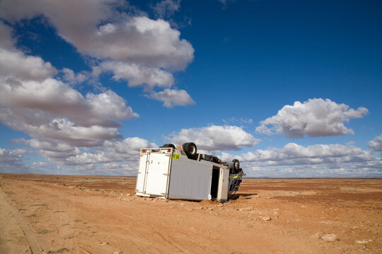 Over turned milk van on the Oodnadatta track