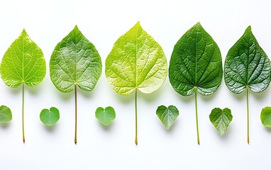 Stages of leaf growth, vibrant greens