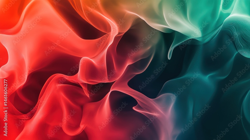 Poster abstract ethereal flowing forms with dynamic vibrant gradient colors