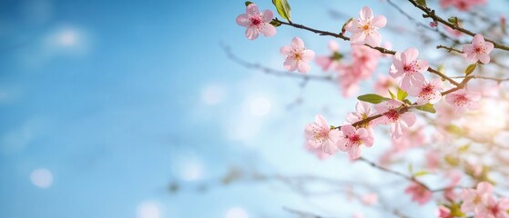 Obraz premium Pink flowers blooming in a tree beautiful spring scene