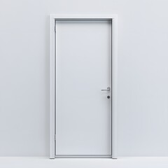 White door with plain wall, and interior.