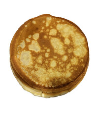 Traditional Ukrainian pancakes with sweet filling. Golden brown and delicious, isolated on white background. Perfect for dessert or snack.