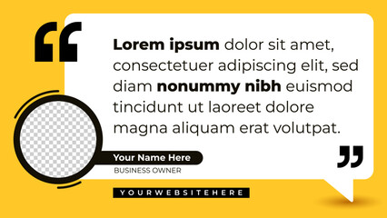 Testimonial, quote, motivation template with place for the photo