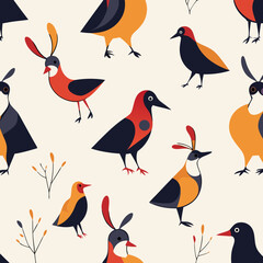 Fototapeta premium Seamless Botanical & Abstract Pattern Collection – Autumn Inspired Design Motifs