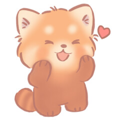 Happy Red Panda with Heart