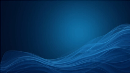 Blue gradient background with smooth light effect and flowing transparent wave lines at the bottom.