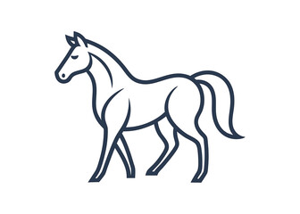 Obraz premium flat and minimal horse outline (thin line) logo style vector illustration on white