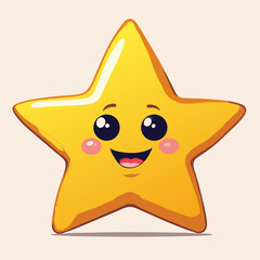 Cute Smiling Star Emoji Icons – Cheerful Yellow Cartoon Stars Collection