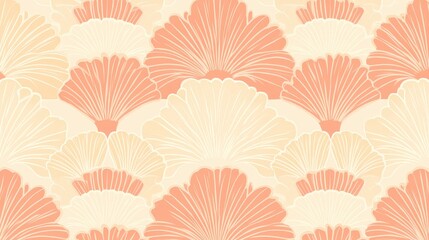 A decorative, repeating pattern of pale peach and cream flower forms.