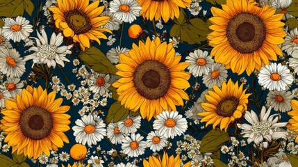 Vibrant Sunflower Floral Pattern