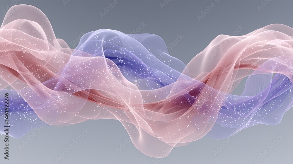 Poster dynamic waves of pink and blue intertwine gracefully, creating an abstract design with vibrant color