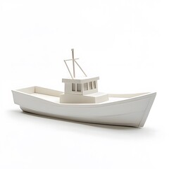 White fishing boat model with studio shot.