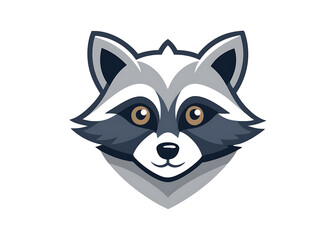 Flat and Minimal raccoon head mascot logo icon vector illustration isolated on white background